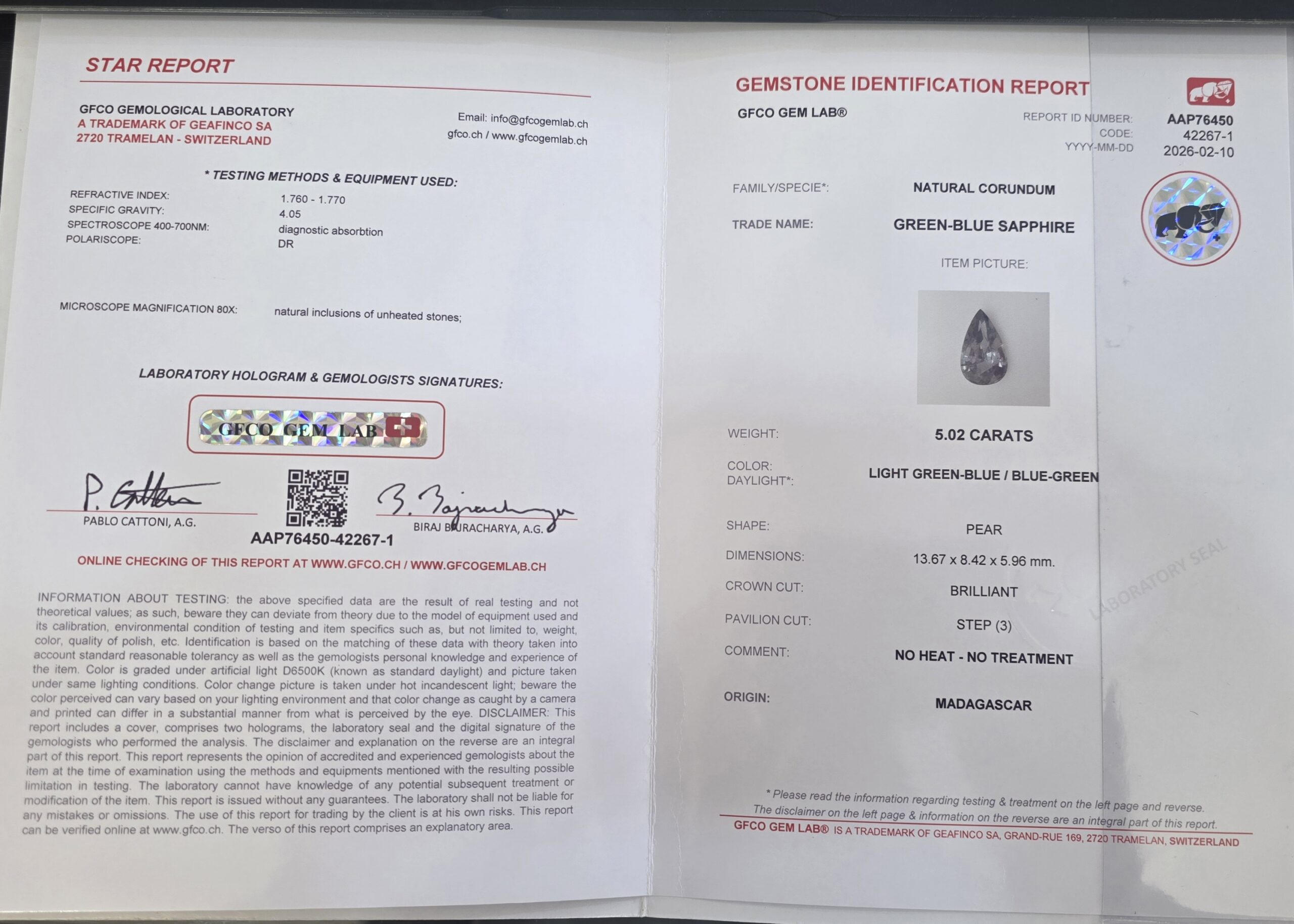 NATURAL GREEN BLUE UNHEAT SAPPHIRE - Image 3